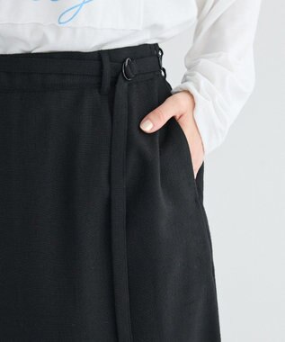 CRAFT STANDARD BOUTIQUE リネンライクラップ風スカート Black