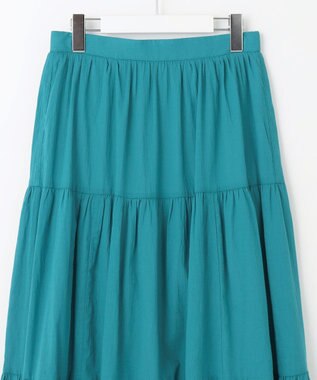 Feroux 【洗える】コットンボイルティアード スカート グリーン系