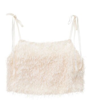 earth music&ecology ベロアリボンフェザービスチェ Ivory