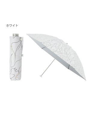 MOONBAT 【晴雨兼用/ 一級遮光/UV99％】フワクール (Fuwacool) 折りたたみ日傘 フワクールホワイト ラインフラワー 軽量 ホワイト
