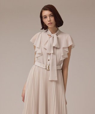 GRACE CONTINENTAL ボウタイプリーツドレス ベージュ