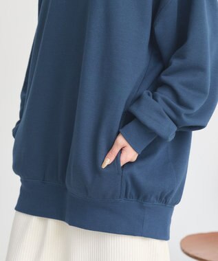 earth music&ecology サイドリブロゴスウェット Blue Green