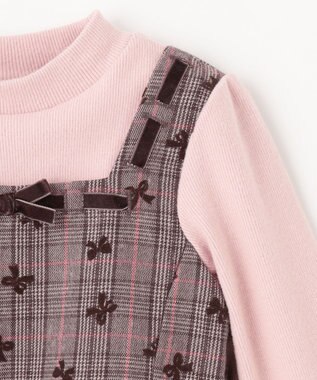 ANY KIDS チェック柄 ドッキング ワンピース ピンク