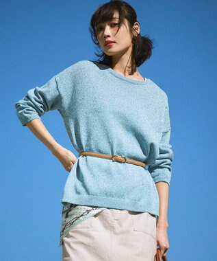 23区 コットンギマムリネ チュニック ニット ブルー系