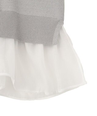 YECCA VECCA 2way襟付きフリルレイヤードニット Gray Mixture