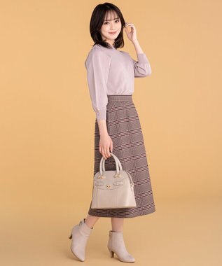 ANY SIS 【2WAY】リバーシブルチェック スカート ベージュチェック×ボルドー