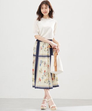 組曲 スカーフパネルプリント スカート アイボリー系5