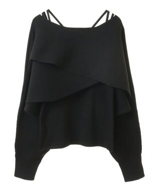 earth music&ecology ＳＥＴ２点クロスニット＋キャミソール Black