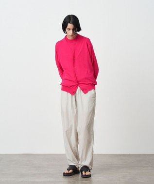ATON RECYCLED FRESCA COTTON | Vネックカーディガン FUCHSIA