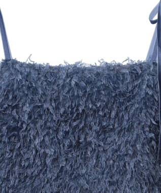 earth music&ecology ベロアリボンフェザービスチェ Blue