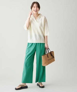 ANY L アクリルガーターポロ衿ニット エクリュ