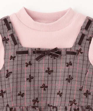 ANY KIDS チェック柄 ドッキング ワンピース ピンク