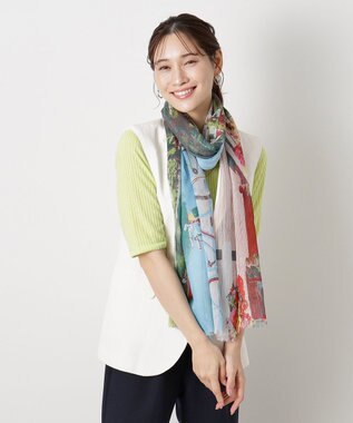 MOONBAT ハナト (Hanato) シルクコットンストール レイクサイド 197cm×70cm サックスブルー