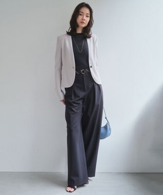 BEIGE， ZEPHYR / ベルト付き 2タックワイドパンツ Navy