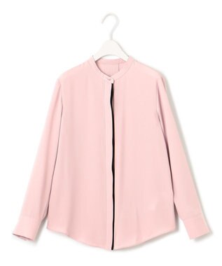 ICB 【WEB限定カラーあり・速乾・洗える】BackSatinAmunzen バンドカラーブラウス ヘイズピンク系