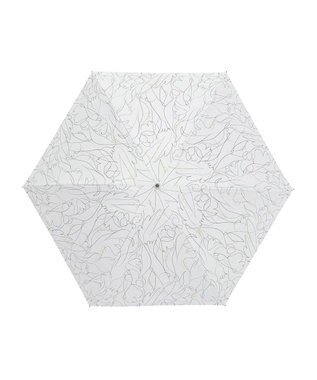 MOONBAT 【晴雨兼用/ 一級遮光/UV99％】フワクール (Fuwacool) 折りたたみ日傘 フワクールホワイト ラインフラワー 軽量 ホワイト