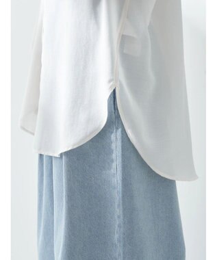 earth music&ecology シアーバンドカラーシャツ Off White