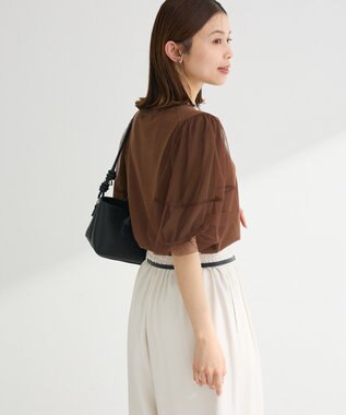 Green Parks チュールボリュームスリーブニットプルオーバー Mocha