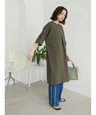 Green Parks 前後２ｗａｙミディ丈タックワンピース Khaki