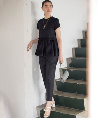 組曲 S 華感フレア カットソー ブラック系