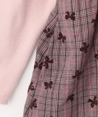ANY KIDS チェック柄 ドッキング ワンピース ピンク