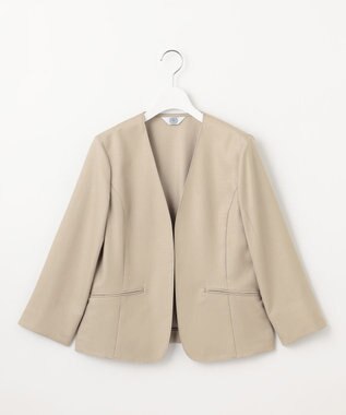 J.PRESS LADIES 【セットアップ対応・洗える・UVケア・吸水速乾】OXIJEWELストレッチ ノーカラー ジャケット ベージュ系