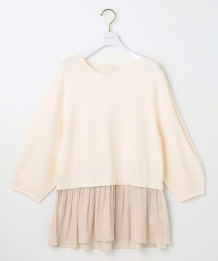 ANY SIS 【洗える】ファブリックコンビ ニット アイボリー