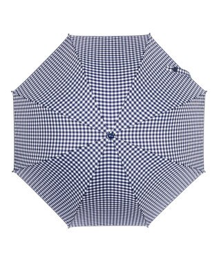 MOONBAT 【キッズ】晴雨兼用日傘 長傘 ギンガムチェック 裾リフレクター 50cm 遮光 遮熱 UV ディープブルー