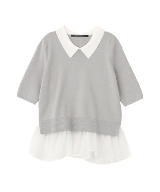 YECCA VECCA 2way襟付きフリルレイヤードニット Gray Mixture