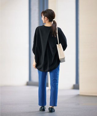 Tiaclasse 【洗える】麻調ドルマンタックシャツ ブラック