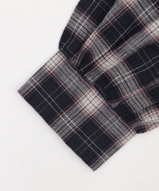 WEGO チェックショートフードシャツ ネイビー