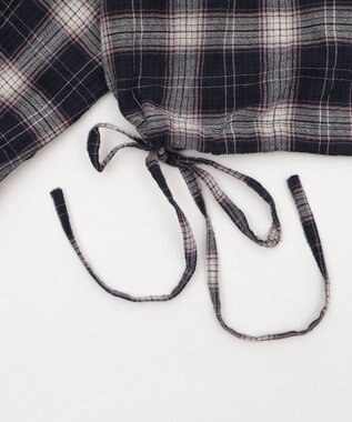 WEGO チェックショートフードシャツ ネイビー