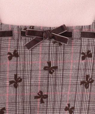 ANY KIDS チェック柄 ドッキング ワンピース ピンク