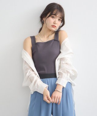 earth music&ecology ワイドストラップキャミソール Charcoal Gray