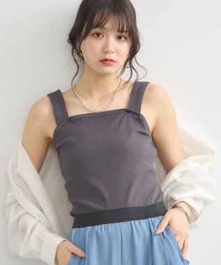 earth music&ecology ワイドストラップキャミソール Charcoal Gray