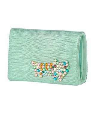 tsumori chisato CARRY キラネコストーン 2つ折り財布 グリーン
