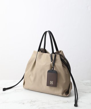 style code 【PADMA/パドマ】カードケース付　ナイロン巾着トートバッグ ベージュ