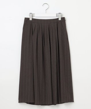J.PRESS LADIES L 【洗える】ドットデシンプリント タック スカート ダークブラウン系