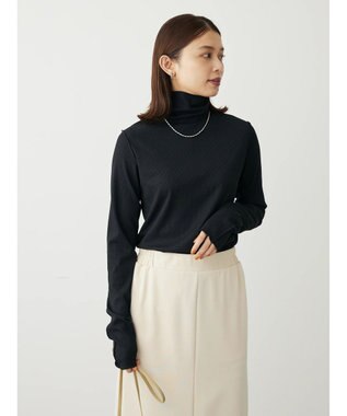 Green Parks カットリブタートルネックプルオーバー Black