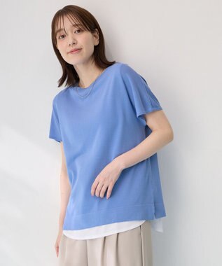 ANY 【接触冷感/UVカット/抗菌防臭/手洗い可/アンチピリング】ファンクションフレンチスリーブニット ブルー