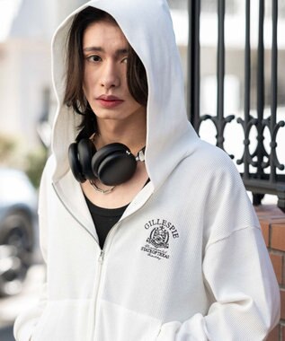 WEGO 【ユニセックス着用ITEM】ワッフルZIPパーカー オフホワイト