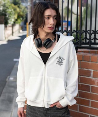 WEGO 【ユニセックス着用ITEM】ワッフルZIPパーカー オフホワイト