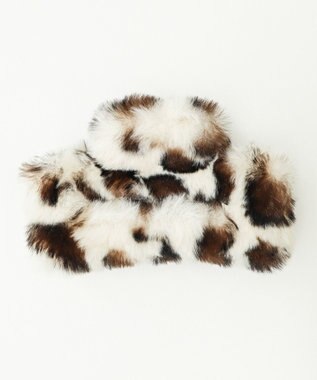 WEGO Lファーレオパードスクエアバンス ベージュ