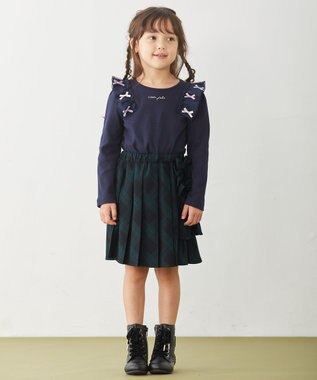 ANY KIDS チェックプリーツスカート グリーン系チェック