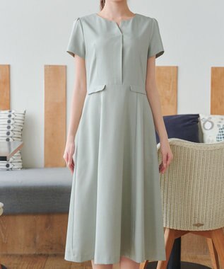 Tiaclasse 【小倉優子さん着用・洗える】フラップ付きミディアム丈フレアワンピース ミント