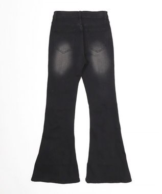 WEGO レースアップストレッチフレアデニム ブラック