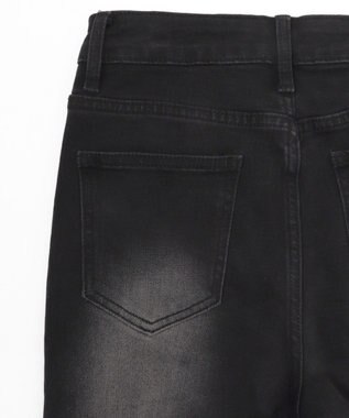 WEGO レースアップストレッチフレアデニム ブラック