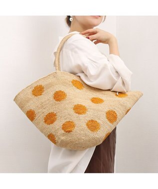 UNBILLION カシュカシュ cachecache / ドット柄ラフィアビッグトートバッグ カゴバッグ