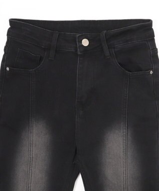 WEGO レースアップストレッチフレアデニム ブラック