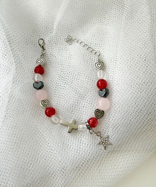 WEGO Lビーズチャームブレス ライトピンク